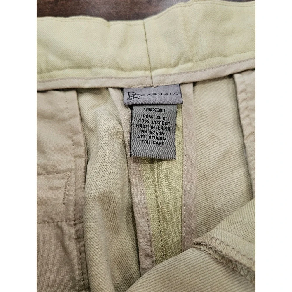 Preppy Golf Mens 38x30 Silk Viscose Pleated Dress Pants Khaki Trousers